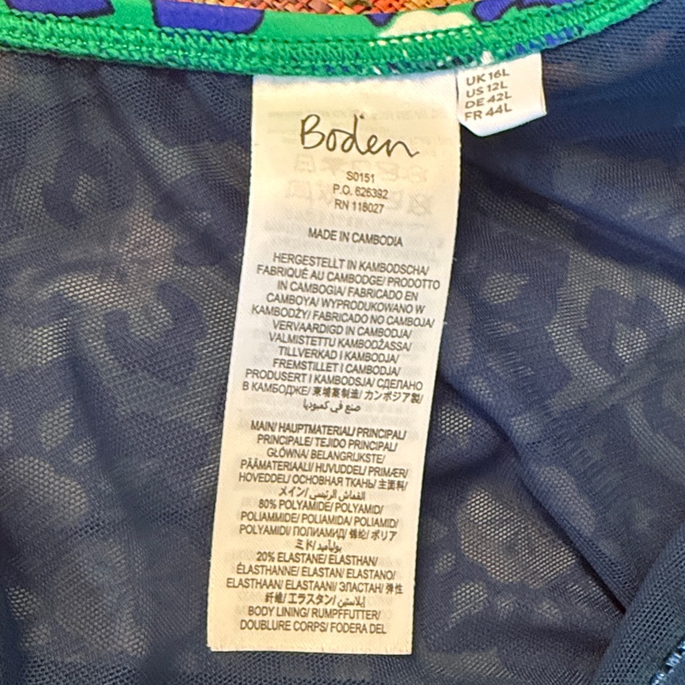 Boden Talamanca Mosaic Slimming Onepiece Swimsuit, Womens 12L - Picture 3 of 5